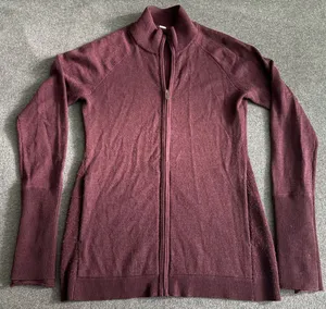 Lululemon Burgundy Wool Full Zip Mock Neck Sweater Jacket Women's thumbnail 1