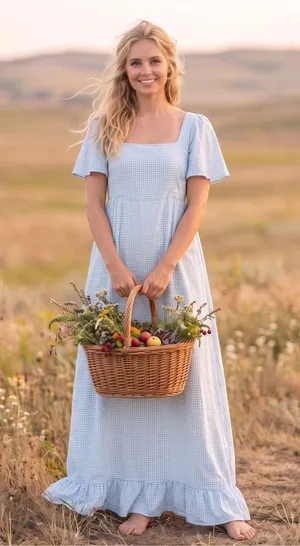 VINTAGE HANDMADE Gingham Maxi Dress thumbnail 1