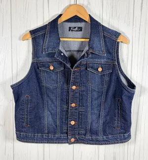 EARL JEANS Women’s Dark Blue Wash Denim Vest, XL, Western Boho thumbnail 1