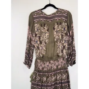 Free People Womens Dress Green Moonlight Floral Mini Smocked A Line Boho Small thumbnail 10
