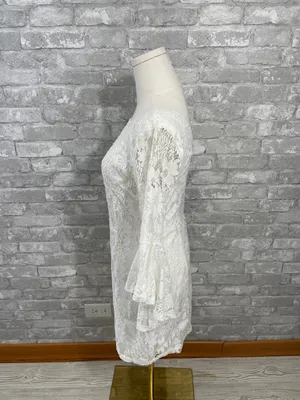 Lulus Allure 'Em In White Lace Bell Sleeve Bodycon Dress thumbnail 4