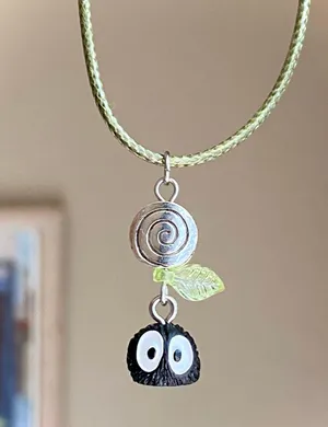 Handmade Kawaii fairy cottage style swirl soot necklace 🍃🌀🌳 thumbnail 1