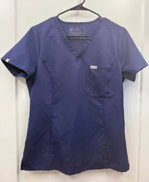 Figs Catarina V-Neck‎ Pocket Scrub Medical Top Navy Blue Small thumbnail 1