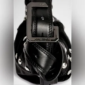 Zadig & Voltaire Black Leather Le Cecilia Patchwork Silver Studded Shoulder Bag thumbnail 4