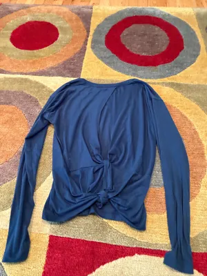 Athleta Women Cloudlight Long Sleeve Tee Shirt Tie Back Cutout Teal Blue Size XS thumbnail 3