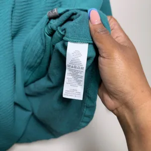 L.L.Bean Womens Cotton Cozy Mixed-Knit Pullover Medium Storm Teal Funnel‎ thumbnail 8