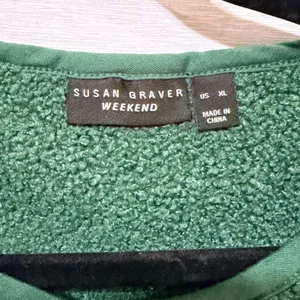 Susan Graver Weekend Green Sherpa Teddy Fleece Button Front Cardigan Jacket XL thumbnail 5