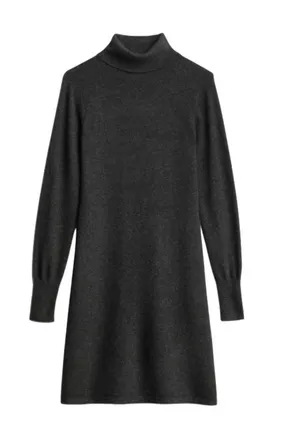 Lusso Cashmere Dark Grey Turtleneck Sweater Dress thumbnail 1