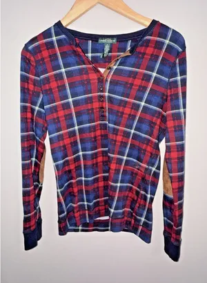 Ralph Lauren Women's Long Sleeve Plaid Print Top Size Small‎ thumbnail 1