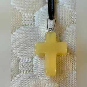 Yellow Cross Pendant Necklace Red thumbnail 2