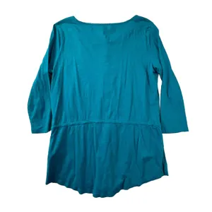 Lauren Ralph Lauren Knit Top Women Large Blue Drawstring Waist Tassel 3/4 Sleeve thumbnail 5