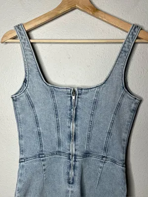 NEW Show Me Your Mumu Sleeveless Corset Denim Mini Dress in Misty Mornings thumbnail 6