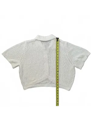 AE Cotton Short-Sleeve Collared Button-Up Cardigan American Eagle Cream NWT XL thumbnail 6