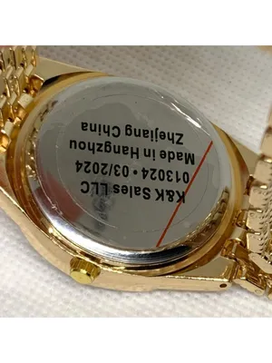 Bling men’s watch iced dial 37mm gold tone quartz red indices up to 8” running thumbnail 7