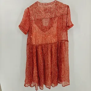 Maeve Anthropologie Adrian Sheer Tunic Dress‎ in dark orange. Size S. thumbnail 4