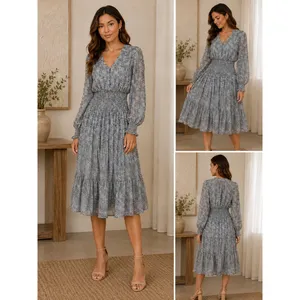 Entro Boho Prairie Tiered Smocked Cuff & Waist Maxi Dress Size‎ Medium thumbnail 2