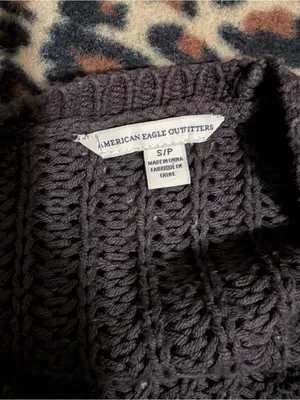 2000s vintage brownish black 2014 american eagle cable knit button down cardigan thumbnail 10