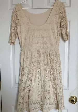 Elegant Lace Cream Dress thumbnail 1