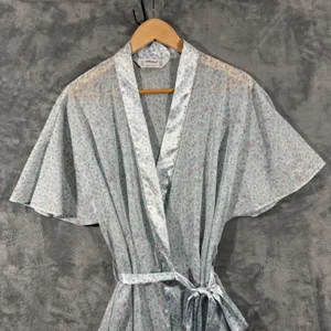 Vintage St Michael Floral Wrap Robe Short Sleeve Waist Belt Size 8/10 thumbnail 2