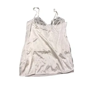 Vintage Ivory Satin Lace Camisole Top Adjustable Straps Off White Lingerie Camis thumbnail 2
