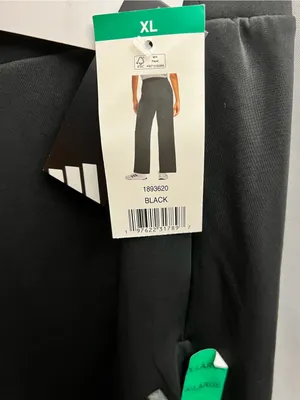 Adidas Women’s Black Wide Leg Pants XL NWT High Rise Zip Pockets JY9046 thumbnail 3
