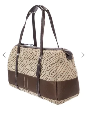 Coach Beige Signature Canvas Top Handle Tote with Dark Brown Leather Trim thumbnail 3