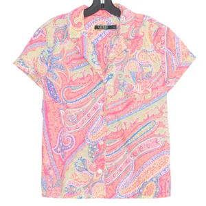Lauren Ralph Lauren Womens Pajama Top Monogram Button Paisley Floral Medium DZ thumbnail 2