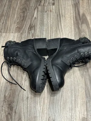 torrid Black Lace-Up Heeled Combat Boots thumbnail 8