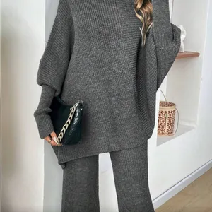Cozy Ribbed Knit Two-Piece Set in Charcoal Gray NWOT. thumbnail 3