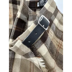 Vintage Pure New Wool Plaid Wrap Kilt Skirt Women’s XS Small Beige Brown Tartan thumbnail 6
