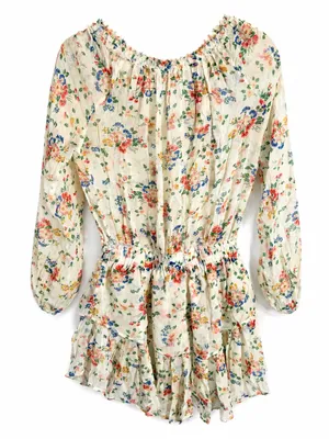 Love Shack Fancy Popover Sheer Dress in Floral Confetti Silk XS thumbnail 10