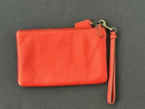 ✨ Coach Polished Pebble Leather Small Wristlet in Bright Red ✨ thumbnail 3