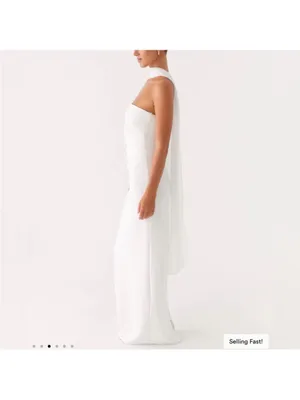 Peppermayo White Strapless Column Gown with Neck Scarf thumbnail 3