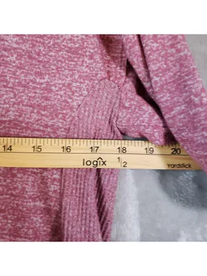 Lucky Brand Women's Knit Pullover Sweater Pink Heathered V-Neck Long Sleeve M thumbnail 5