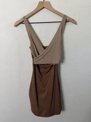 SVNDZ‎ Fletcher Two Tone Mesh Dress Tan Womens Size XS thumbnail 5
