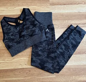 ACTA Seamless Charcoal Camo High-Waist Leggings and Crop Top Set thumbnail 1