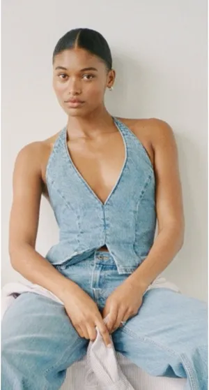 Abercrombie & Fitch Denim Halter Top thumbnail 1
