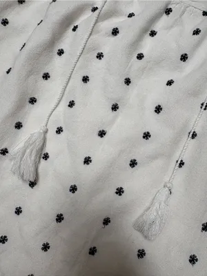 Old Navy White Black Floral Embroidered Boho Mini Dress XS thumbnail 4