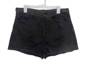 Free People Danni Denim Shorts Washed Black 14 Belt Button Fly Indie Sleaze thumbnail 1