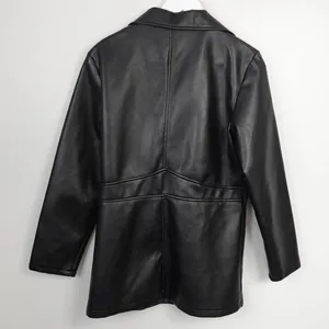 Vintage Faux Vegan Black Leather Jacket Blazer thumbnail 2