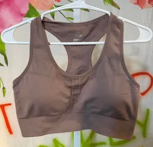 X213. Shapellx pink nude sports bra with built in bra and removable pads thumbnail 1