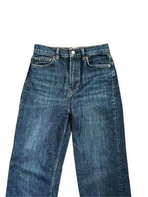 Reformation Wilder High Rise Wide Leg Cropped Jeans Blue Size 27 thumbnail 3
