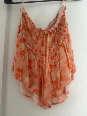 Floral Ruffle Smocked Pink-Orange Set thumbnail 4