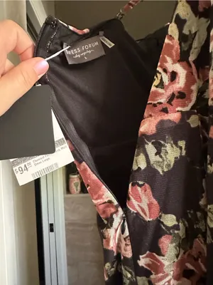 Dress Forum Black Maxi Slip Dress with Pink Rose Print thumbnail 2