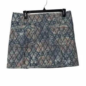 Free people Mini Quilted Blue Floral Skirt(Size 10) thumbnail 5