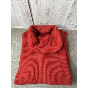 Dark Red Ribbed Knit Cowl Neck Sweater With Button Accents Womens M Cozy Fall thumbnail 3