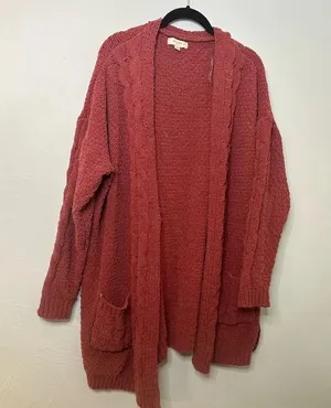 Umgee Chenille Cardigan Size XL Mauve Cozy Soft Warm Sweater Grandpa thumbnail 1
