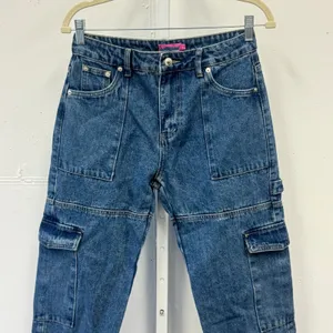 Edikted Denim Cargo Carpenter Jeans Straight Leg Multi Pocket Women's Size S thumbnail 4