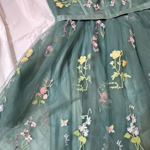Green Embroidered Tulle Corset Mini Dress 12 Fairycore Prom Homecoming Formal thumbnail 13