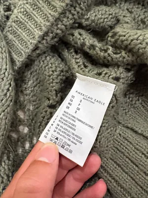 American Eagle Outfitters Olive Green Knit Cropped Cardigan thumbnail 10